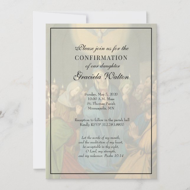 Catholic Elegant Sacrament of Confirmation  Invitation (Front)