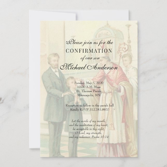 Catholic Elegant Sacrament of Confirmation  Invitation (Front)