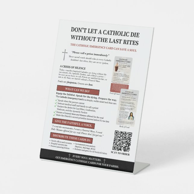 Catholic Emergency Card Tabletop Sign (Front)