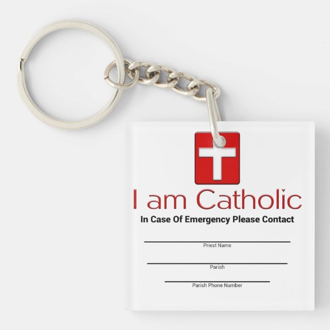 Catholic Emergency Contact Card Key Ring (Front)
