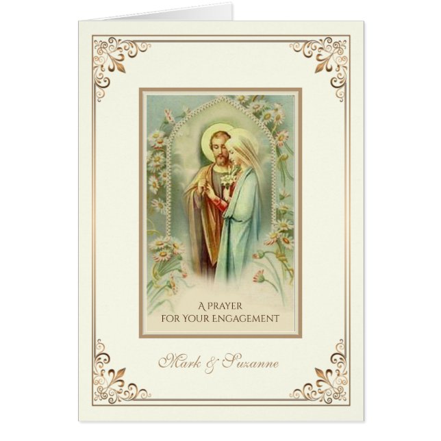 Catholic Engagement Prayer Congratulations  Card (Front)