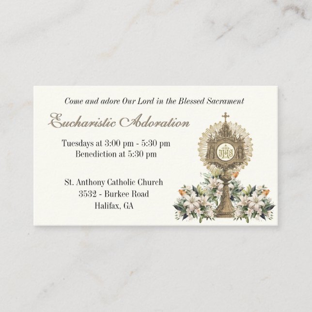 Catholic Eucharistic Adoration Floral Prayer Enclosure Card (Front)