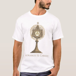 Catholic Eucharistic Adoration Gold Monstrance  T-Shirt