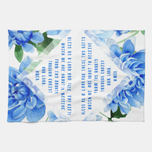 Catholic Family Grace before Meals Prayer Floral Tea Towel