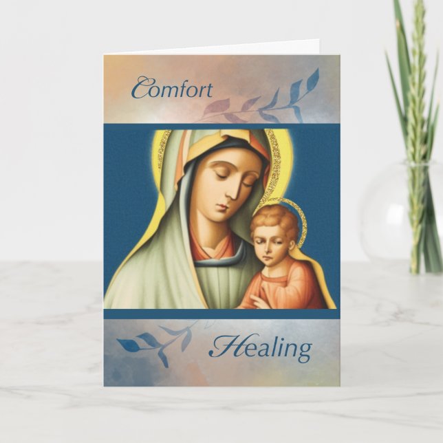 Catholic Feel Better with Mary Holding Baby Jesus Card (Front)