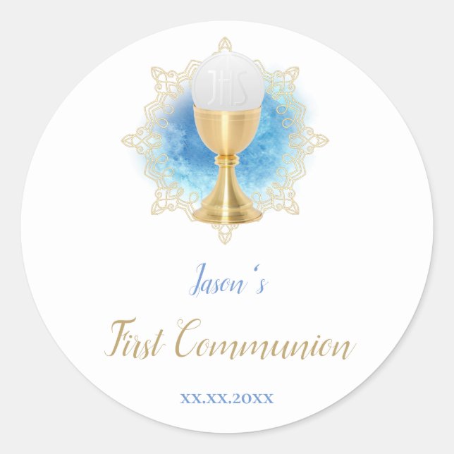 Catholic First Communion Classic Round Sticker (Front)