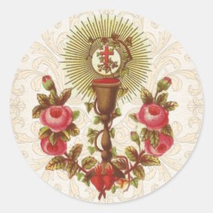 Catholic First Communion Eucharist Host Vintage Classic Round Sticker