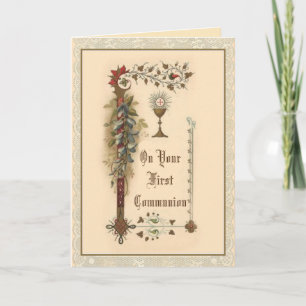 Catholic First Holy Communion Chalice Host Card