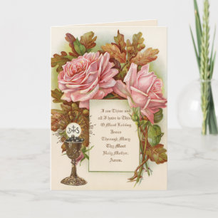 Catholic First Holy Communion Chalice Host Floral Card