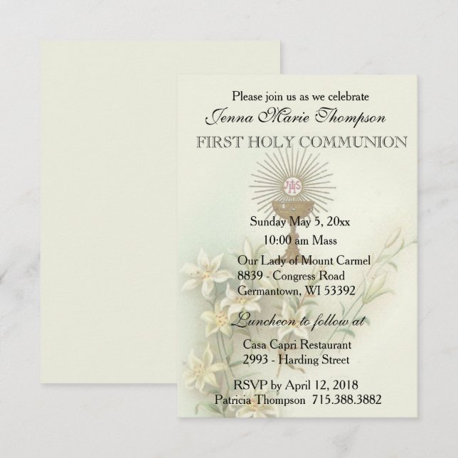 Catholic First Holy Communion Invitation (Front/Back)
