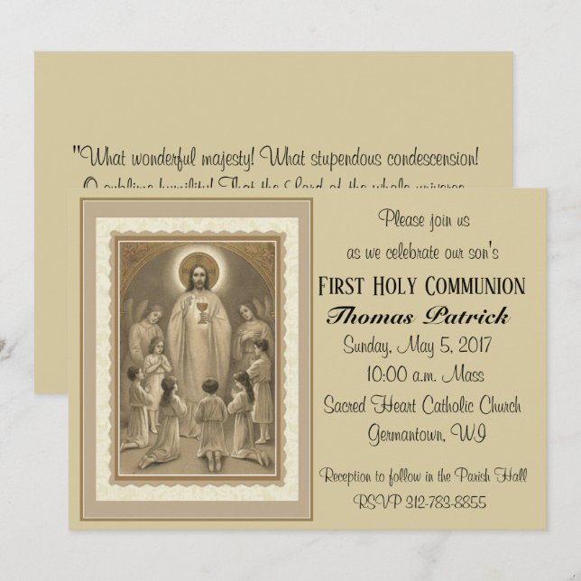 Catholic First Holy Communion Invitations (Front/Back)