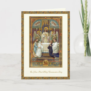 Catholic First Holy Communion Jesus Angels  Card