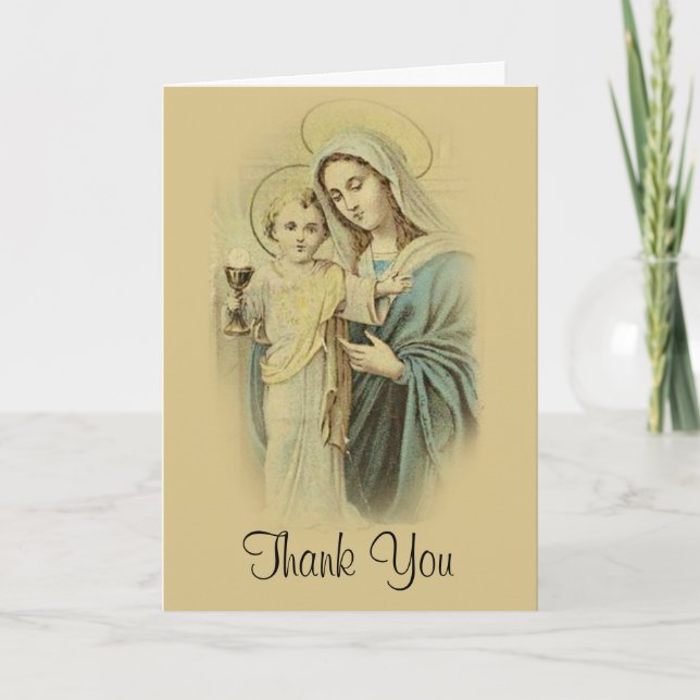 Catholic First Holy Communion Mary Thank You (Front)