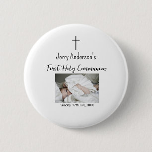 Catholic first holy communion simple QR minimal 6 Cm Round Badge