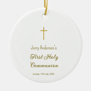 Catholic first holy communion simple QR minimal Ceramic Tree Decoration