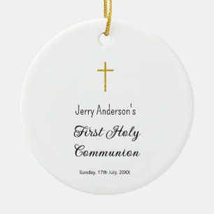 Catholic first holy communion simple QR minimal Ceramic Tree Decoration