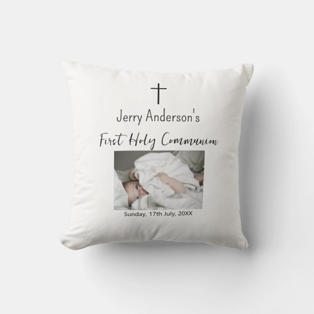 Catholic first holy communion simple QR minimal Cushion (Front)
