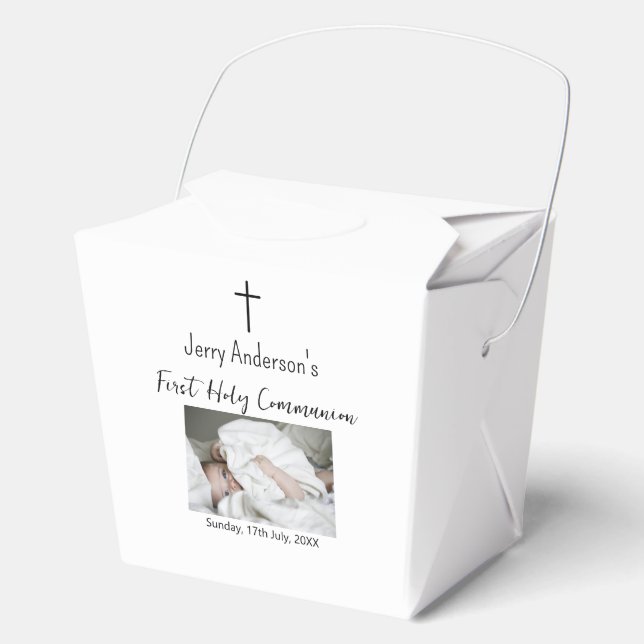 Catholic first holy communion simple QR minimal Favour Box (Front)