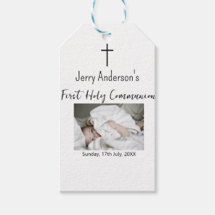 Catholic first holy communion simple QR minimal Gift Tags