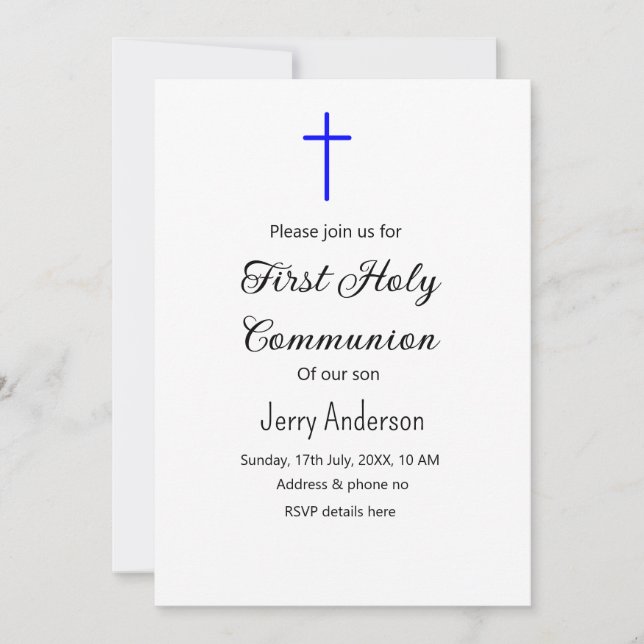 Catholic first holy communion simple QR minimal Invitation (Front)