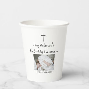 Catholic first holy communion simple QR minimal Paper Cups