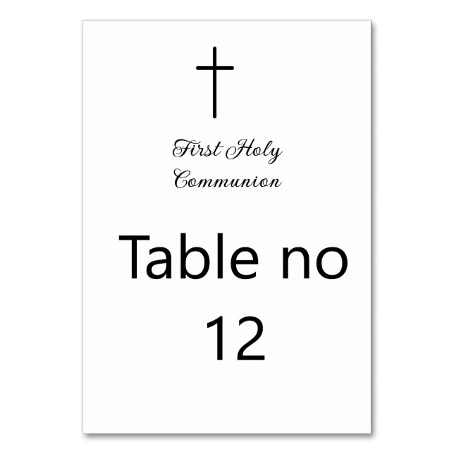 Catholic first holy communion simple QR minimal Table Number (Front)