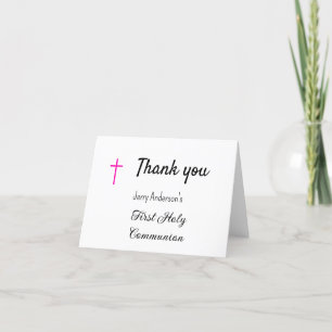 Catholic first holy communion simple QR minimal Thank You Card