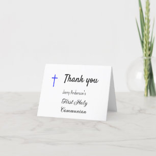 Catholic first holy communion simple QR minimal Thank You Card