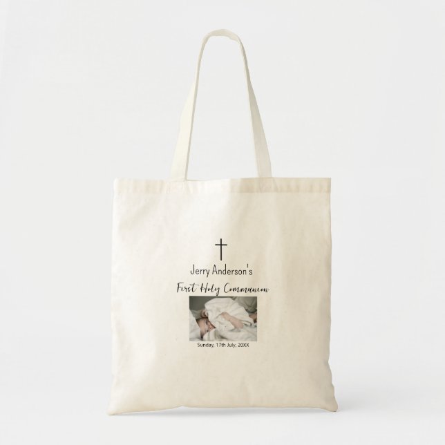 Catholic first holy communion simple QR minimal Tote Bag (Front)