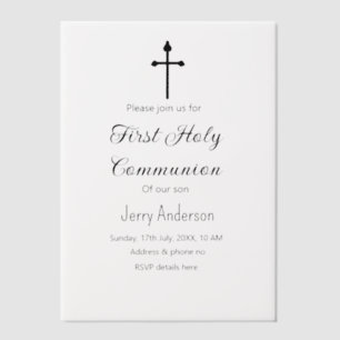 Catholic first holy communion simple QR minimal Vellum Invitations