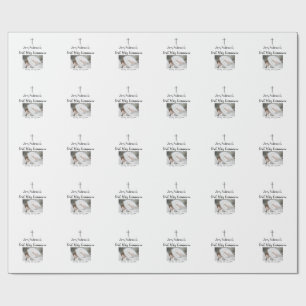 Catholic first holy communion simple QR minimal Wrapping Paper