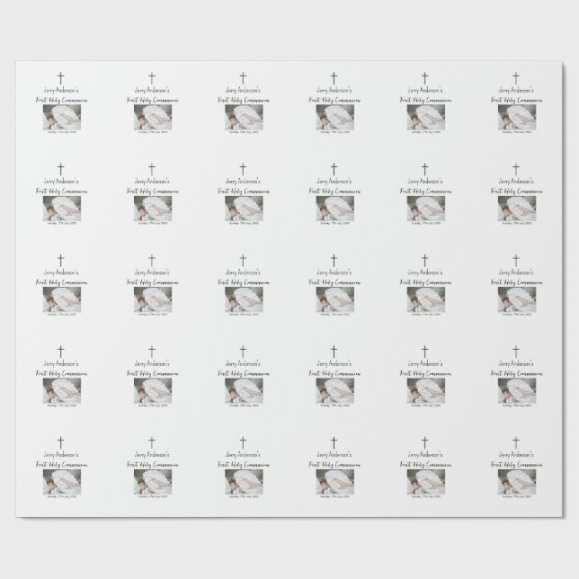 Catholic first holy communion simple QR minimal Wrapping Paper (Flat)