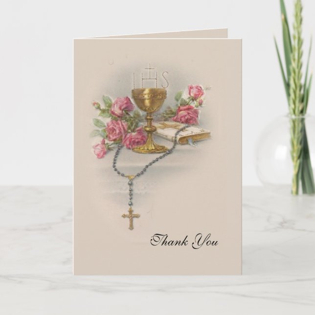 Catholic First Holy Communion Thank You Card (Front)