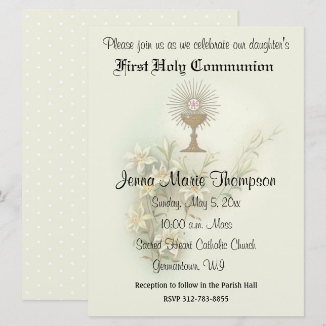Catholic First Holy Communion Traditional Invitation (Front/Back)
