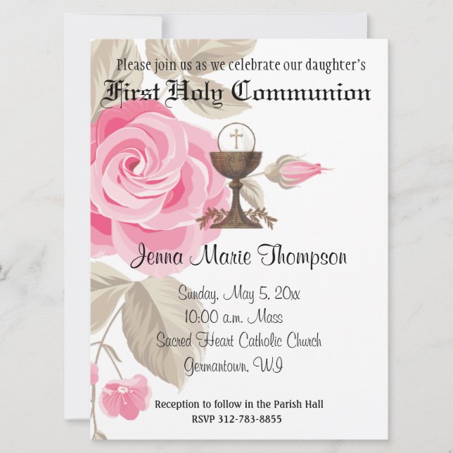 Catholic First Holy Communion Traditional Invitation (Front)