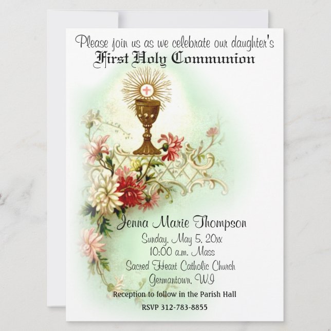Catholic First Holy Communion Traditional Invitation (Front)