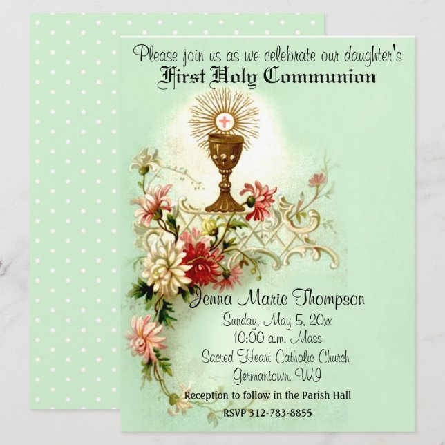 Catholic First Holy Communion Traditional Invitation (Front/Back)