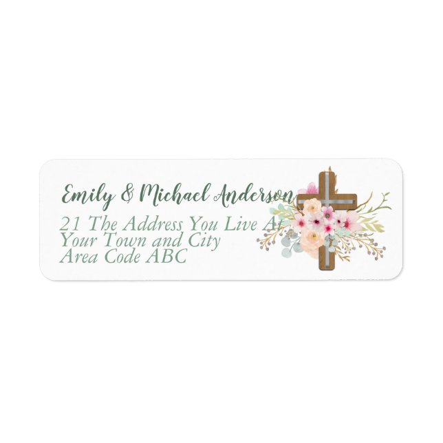 Catholic Floral Cross Return Address -ANY Occasion (Front)