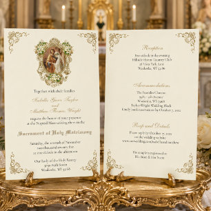 CATHOLIC FLORAL GOLD WEDDING INVITATIONS