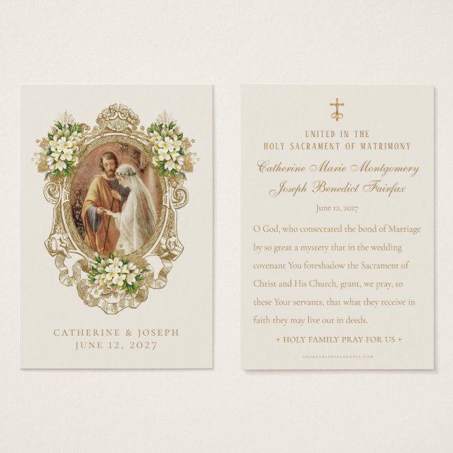 Catholic Floral Gold Wedding Prayer  (Front & Back)