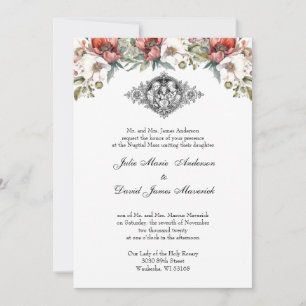 Catholic Floral Holy Family Wedding Invitation