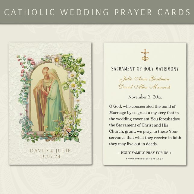 Catholic Floral Mary & Joseph Wedding Holy Card (Creator Uploaded)