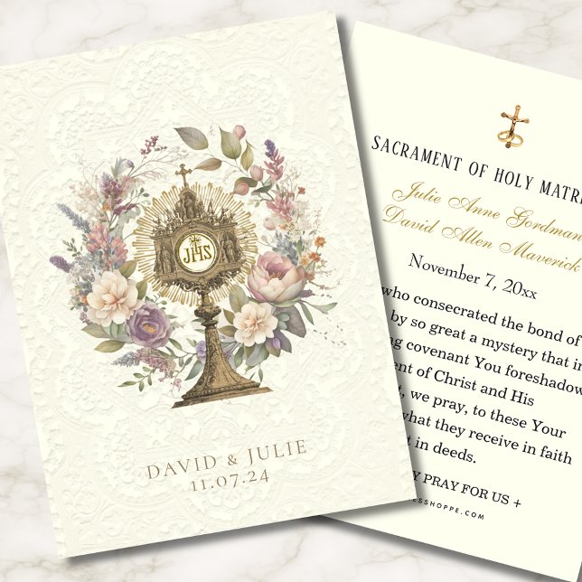 Catholic Floral Monstrance Wedding Holy Card (Creator Uploaded)
