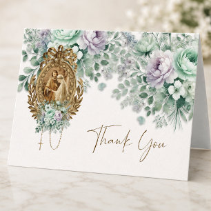 Catholic Floral Wedding Mary & Joseph Thank You Card