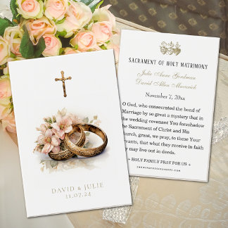  Catholic Floral Wedding Prayer Card 
