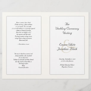 Catholic Folded Wedding Ceremony Program Ecru