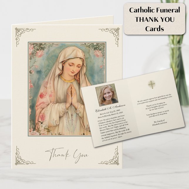 Catholic Funeral Blessed Mary Thank you  Note Card (Creator Uploaded)