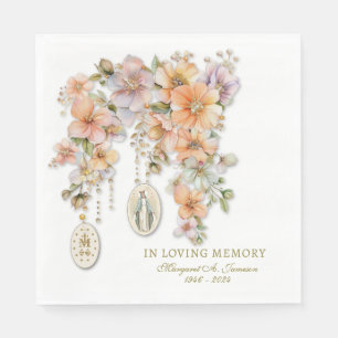 Catholic Funeral Floral Mary Memorial  Napkin