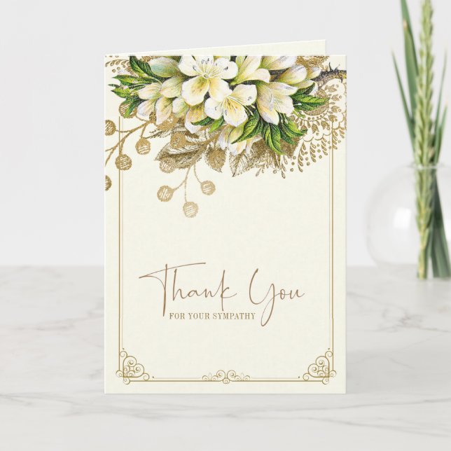 Catholic Funeral Floral Memorial Rosary Thank You  (Front)