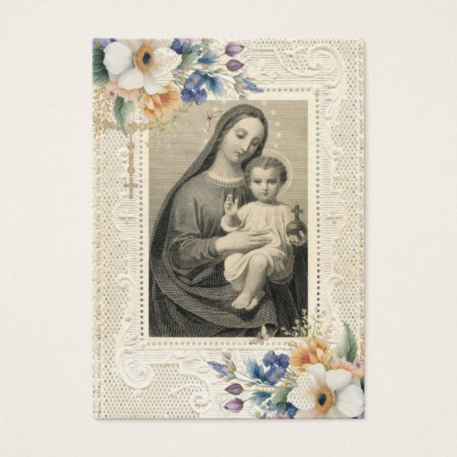 Catholic Funeral Floral Prayer Memorial Card (Front)